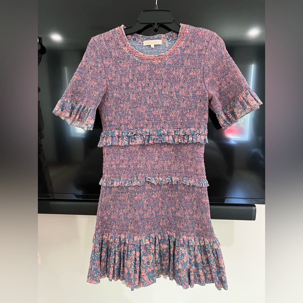 LoveShackFancy Pink and Purple Textured Dress